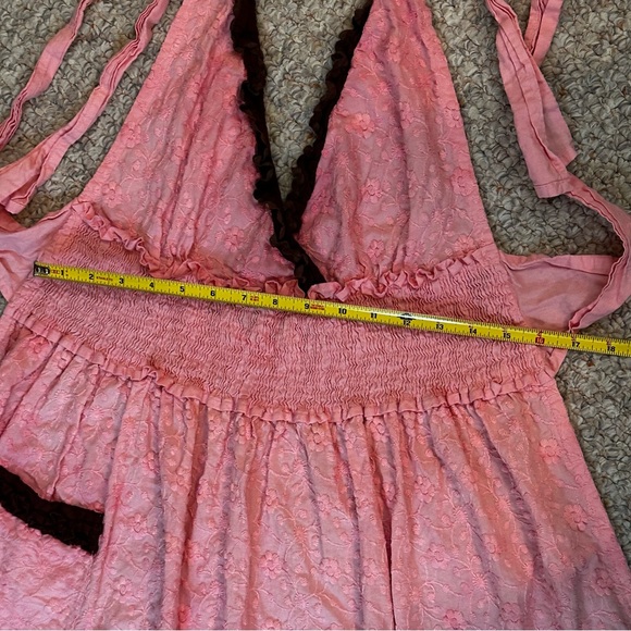 LAST CHANCE! Pink and brown apron - ruffle, pocket - 100% cotton - Picture 10 of 14